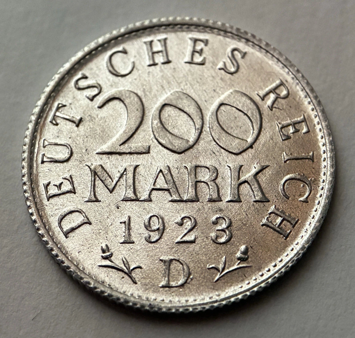200 Mark 1923 D | Deutsches Reich | Reichsadler | mit Zertifikat | Aluminium Münze | vorzüglich