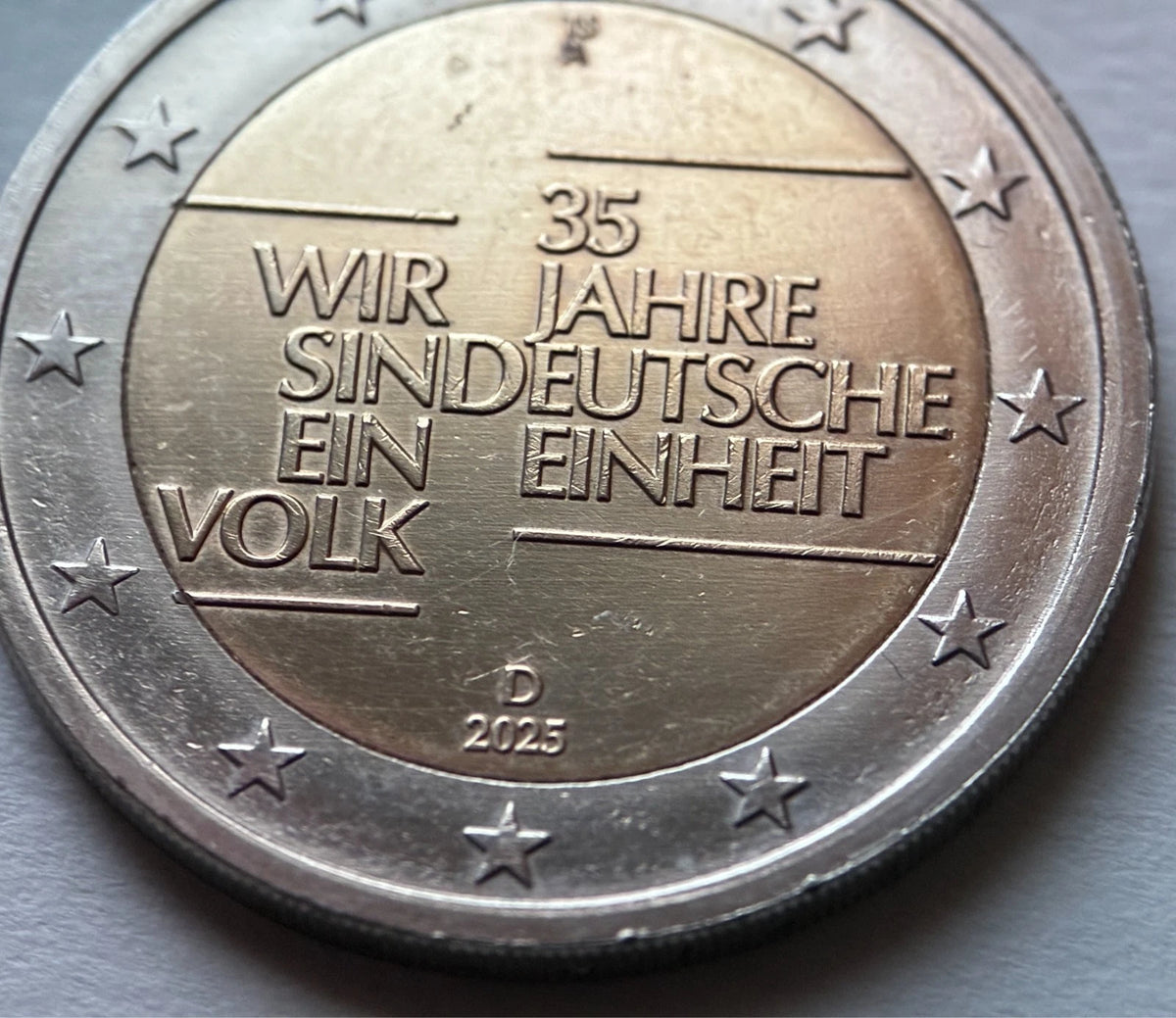 2 Euro 2025 A | Deutschland | 35 Jahre Deutsche Einheit | Bi-Metall Münze