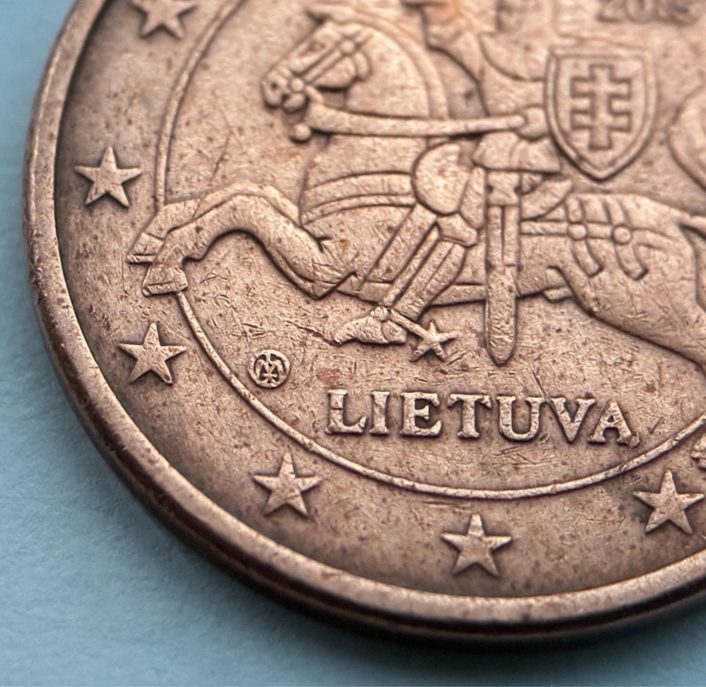 5 Cent 2015 | Litauen | Vytis Ritter | Verkupferter Stahl Münze | schön
