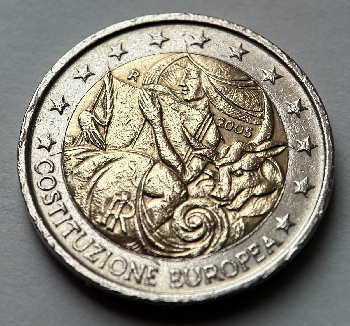 2 Euro 2005 | Italien | EU-Verfassung | Costituzione Europea | Bi-Metall Gedenkmünze | schön