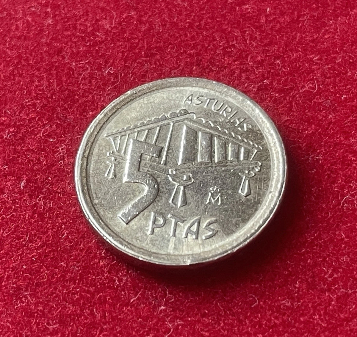5 Pesetas 1995 | Spanien | Asturischer Kornspeicher | ASTURIAS | Münze aus Aluminiumbronze | Sehr schön