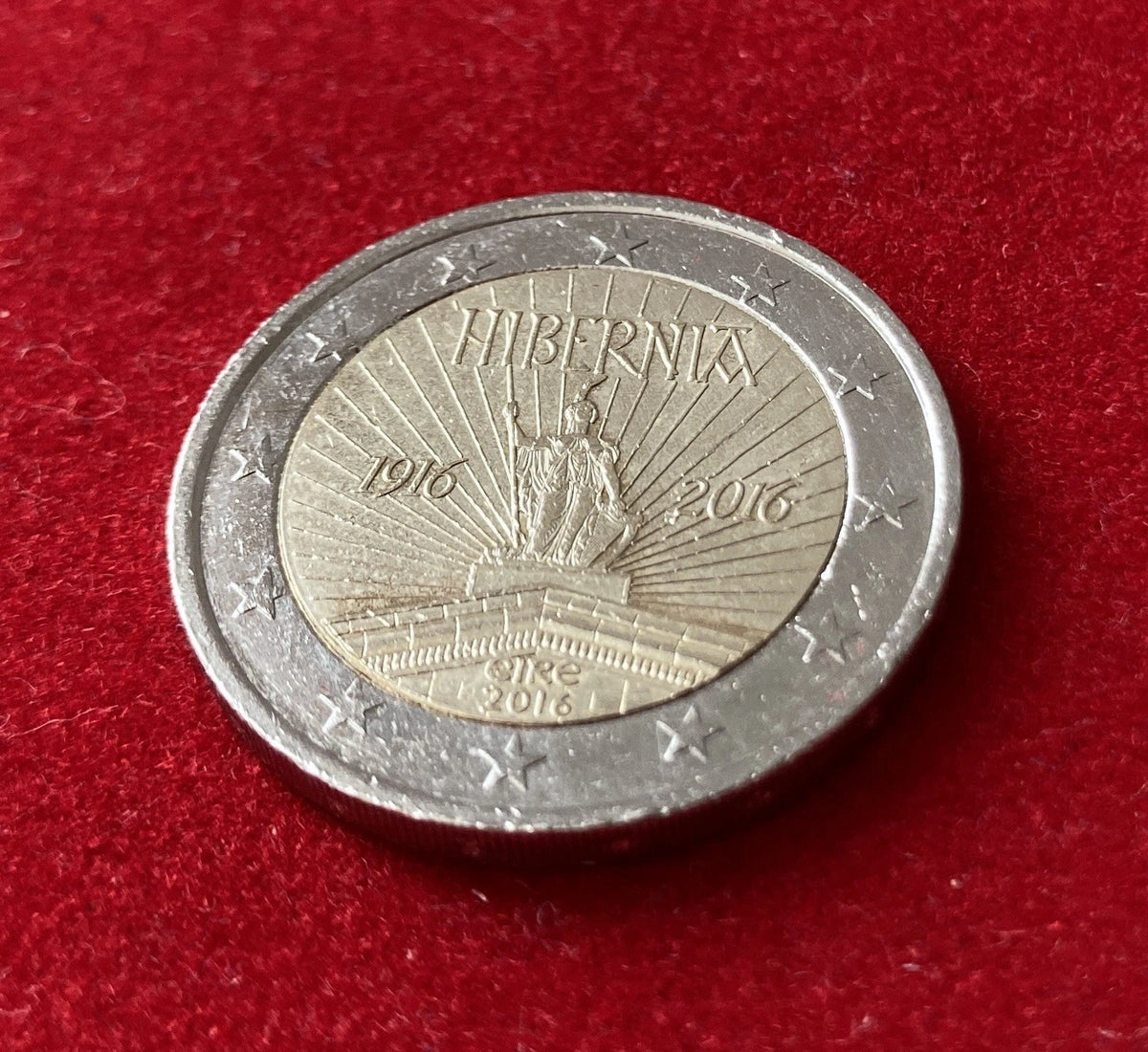 2 Euro 2016 | Irland | 100 Jahre Osteraufstand | Hibernia | Bi-Metall Gedenkmünze | Leicht dezentriert | schön