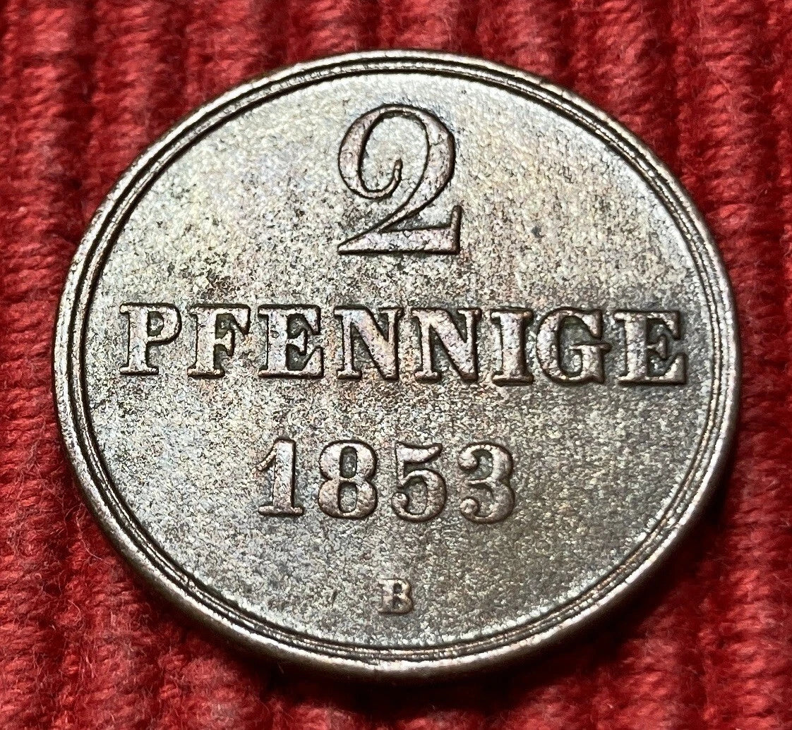 2 Pfennige 1853 B | Braunschweig-Calenberg-Hannover | Georg V. | Kupfer-Münze