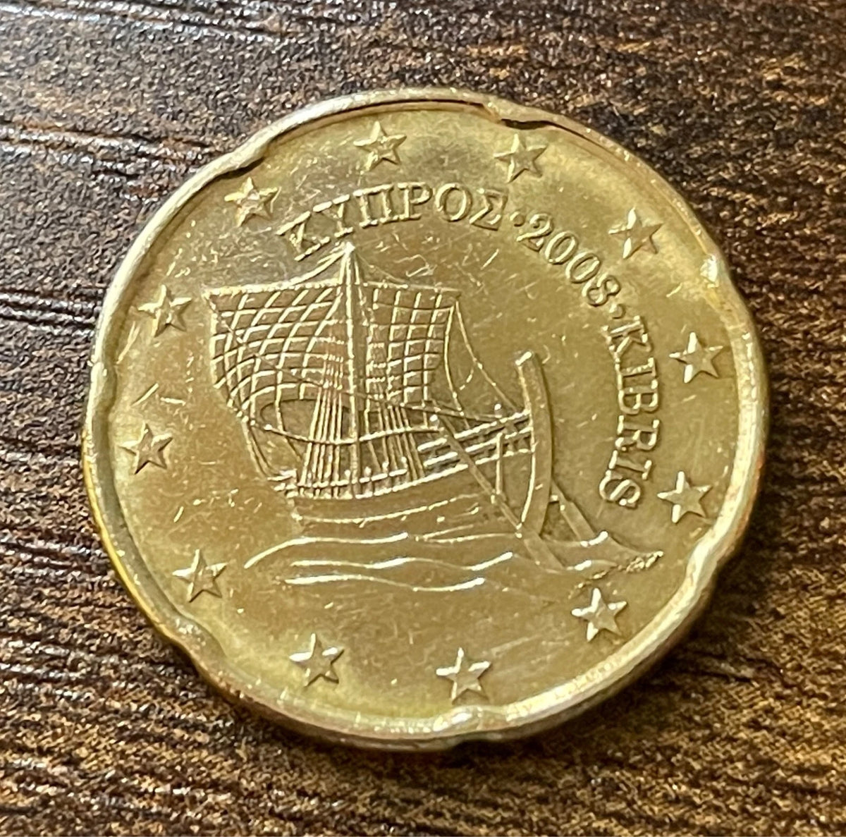 20 Cent 2008 | Zypern | Schiff von Kyrenia | Münze aus Nordischem Gold | sehr schön