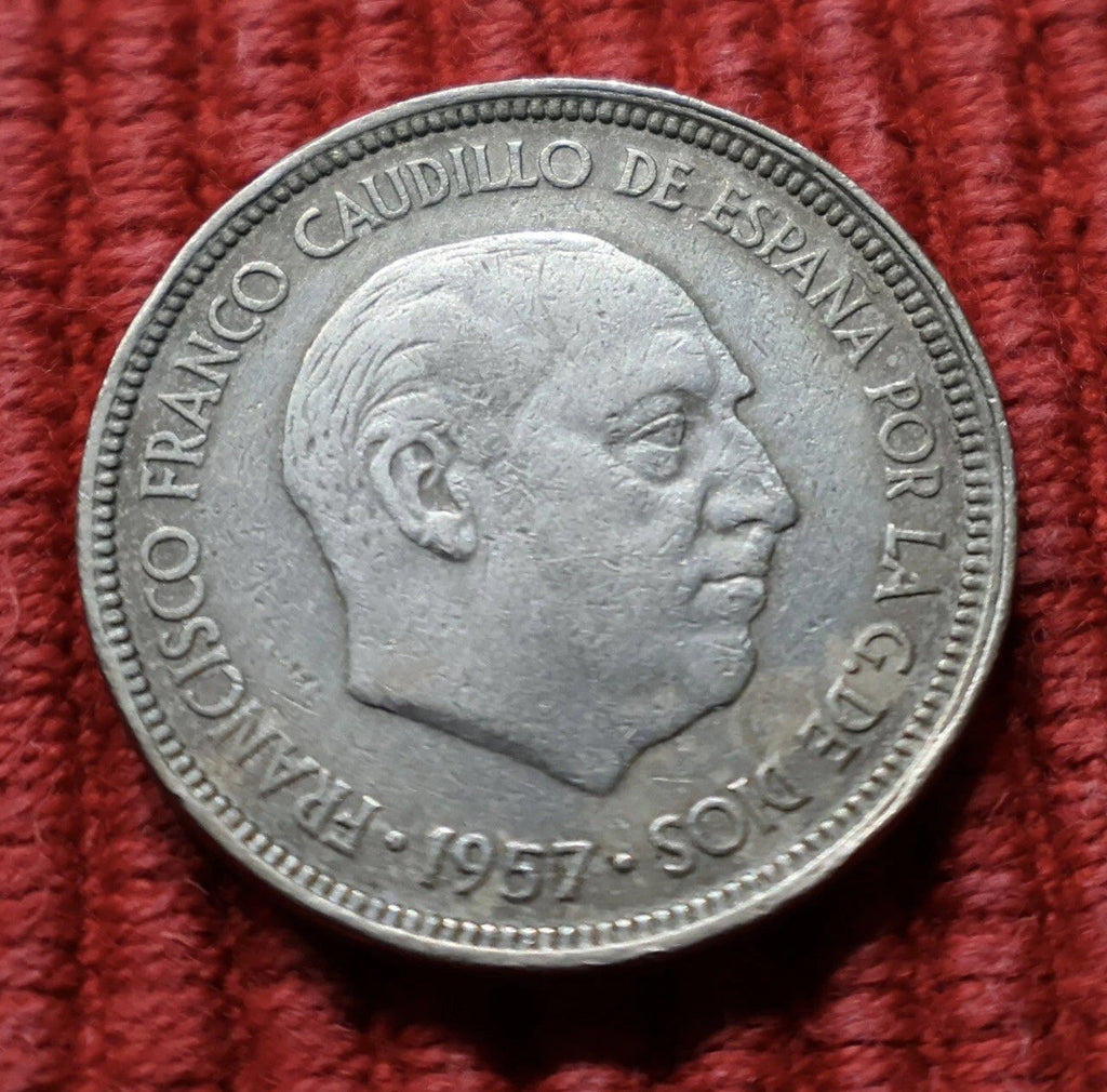 5 Pesetas 1957 *67 | Spanien | Francisco Franco | Kupfer-Nickel Münze | schön