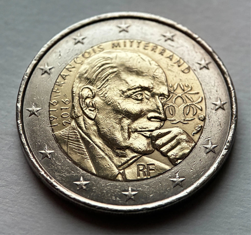 2 Euro 2016 | Frankreich | 100. Geburtstag von François Mitterrand | Bi-Metall Gedenkmünze | schön