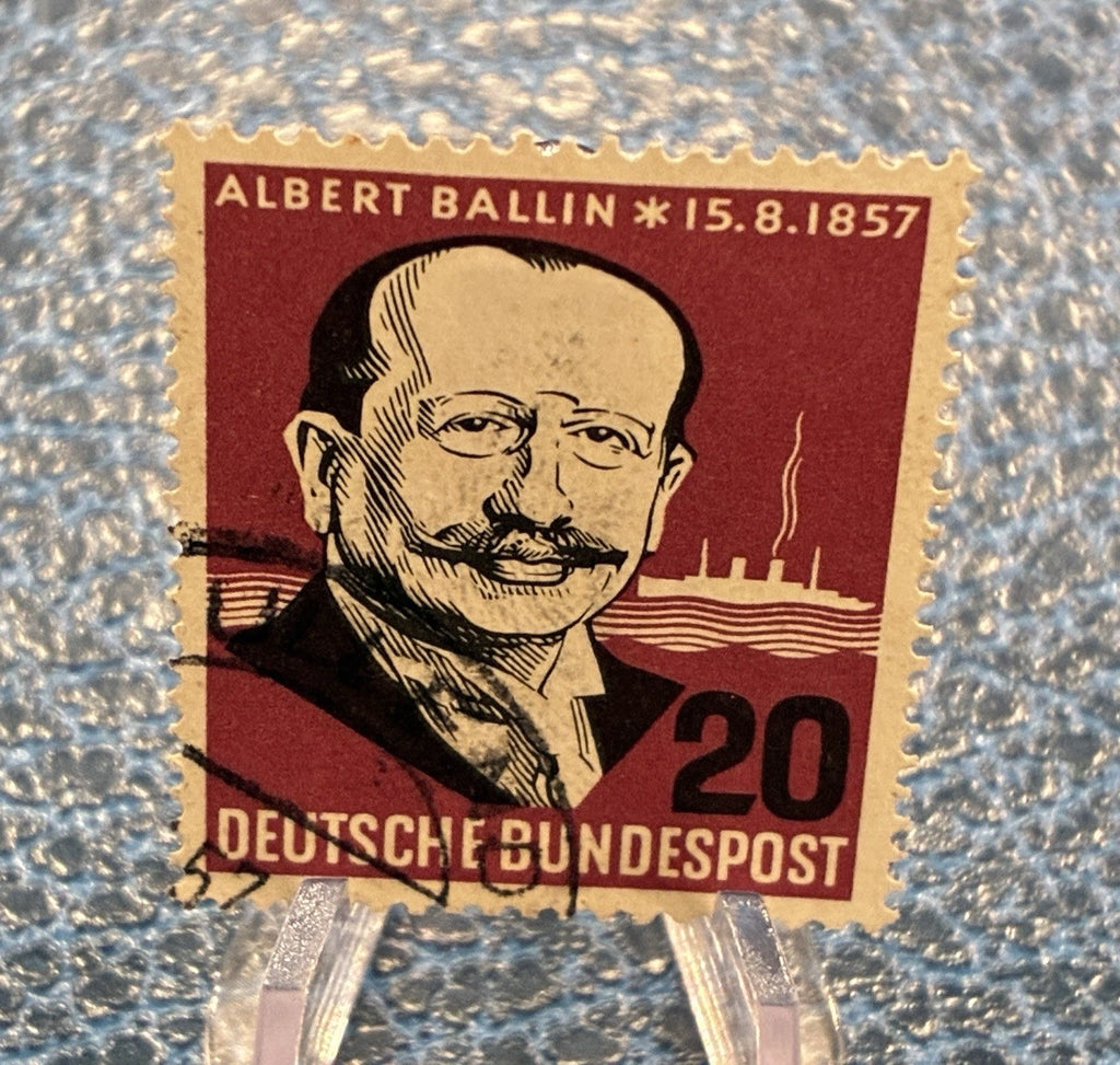 Deutsche Bundespost 1957 | 20 Pfennig | Albert Ballin & HAPAG-Dampfer | gestempelt | Briefmarke