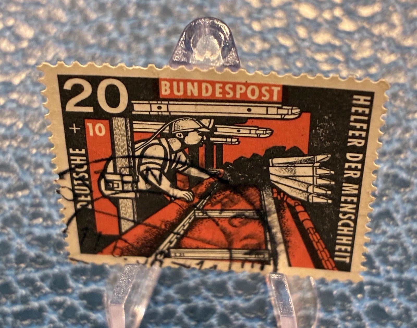 Deutsche Bundespost 1957 | 20+10 Pfennig | Helfer der Menschheit Bergarbeiter | gestempelt | Briefmarke