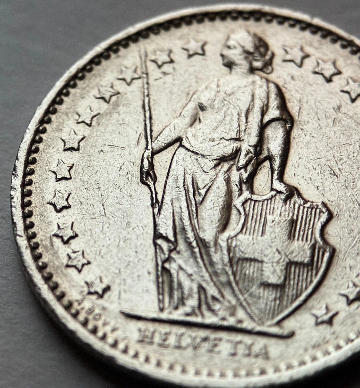 1/2 Franken 1979 | Schweiz | Helvetia mit Speer & Schild | Kupfer-Nickel-Münze