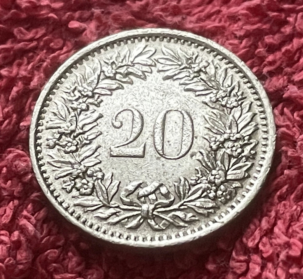20 Rappen 1970 | Schweiz | Libertas & Eichenkranz | Kupfer-Nickel Münze | schön