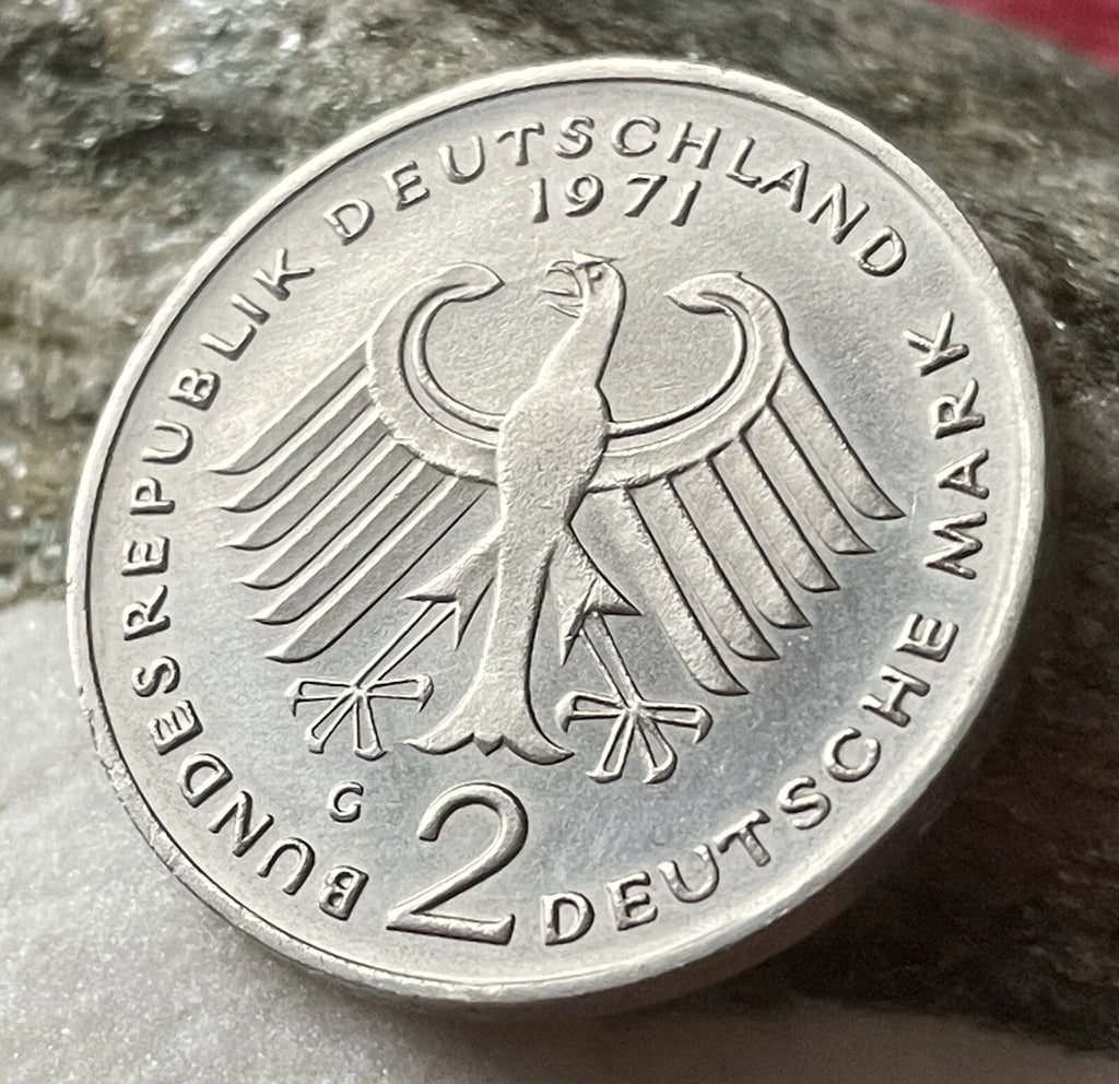 2 Deutsche Mark 1971 G | Bundesrepublik Deutschland | Konrad Adenauer | Kupfer-Nickel Gedenkmünze | vorzüglich