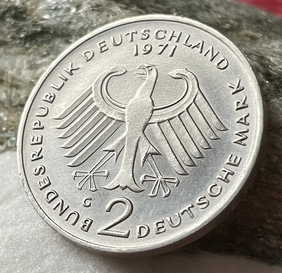 2 Deutsche Mark 1971 G | Bundesrepublik Deutschland | Konrad Adenauer | Kupfer-Nickel Gedenkmünze | vorzüglich