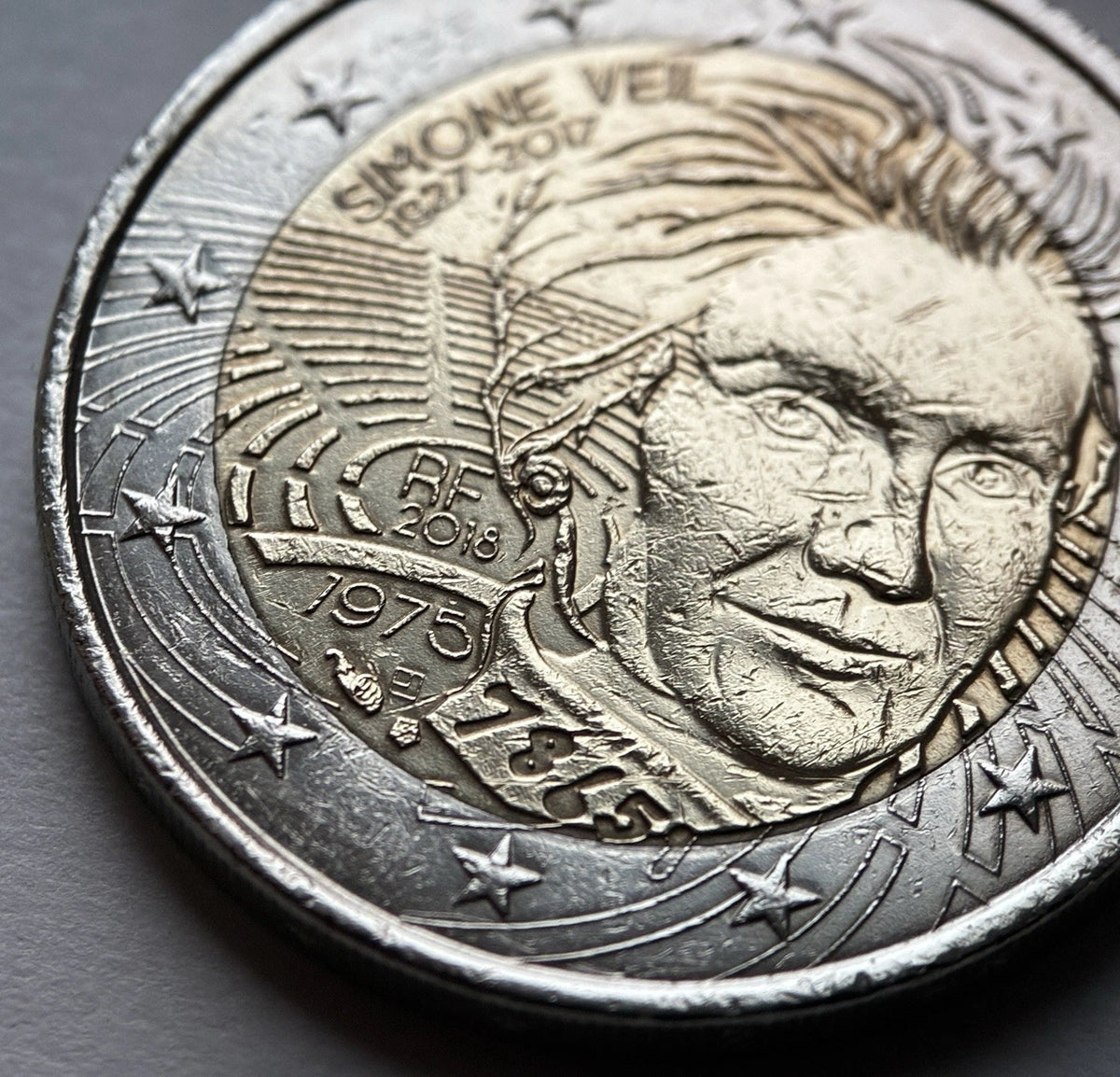 2 Euro 2018 | Frankreich | Simone Veil | Bi-Metall Gedenkmünze | schön