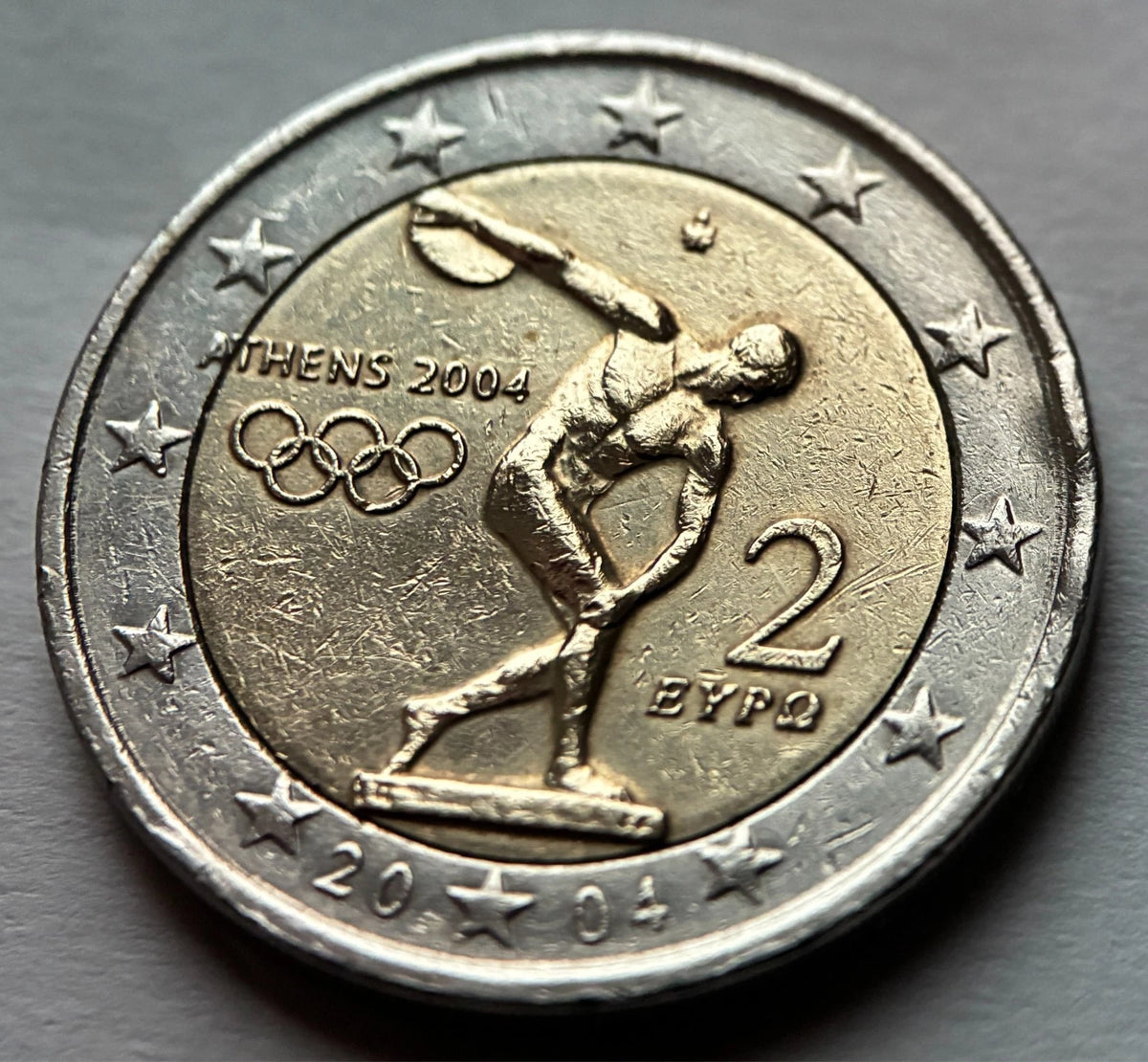 2 Euro 2004 | Griechenland | Olympische Sommerspiele Athen | Bi-Metall Gedenkmünze | schön