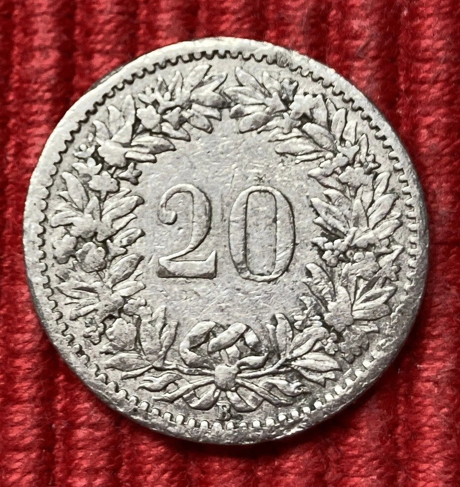 20 Rappen 1893 B | Schweiz | CONFOEDERATIO HELVETICA | Nickel | Historische Münze