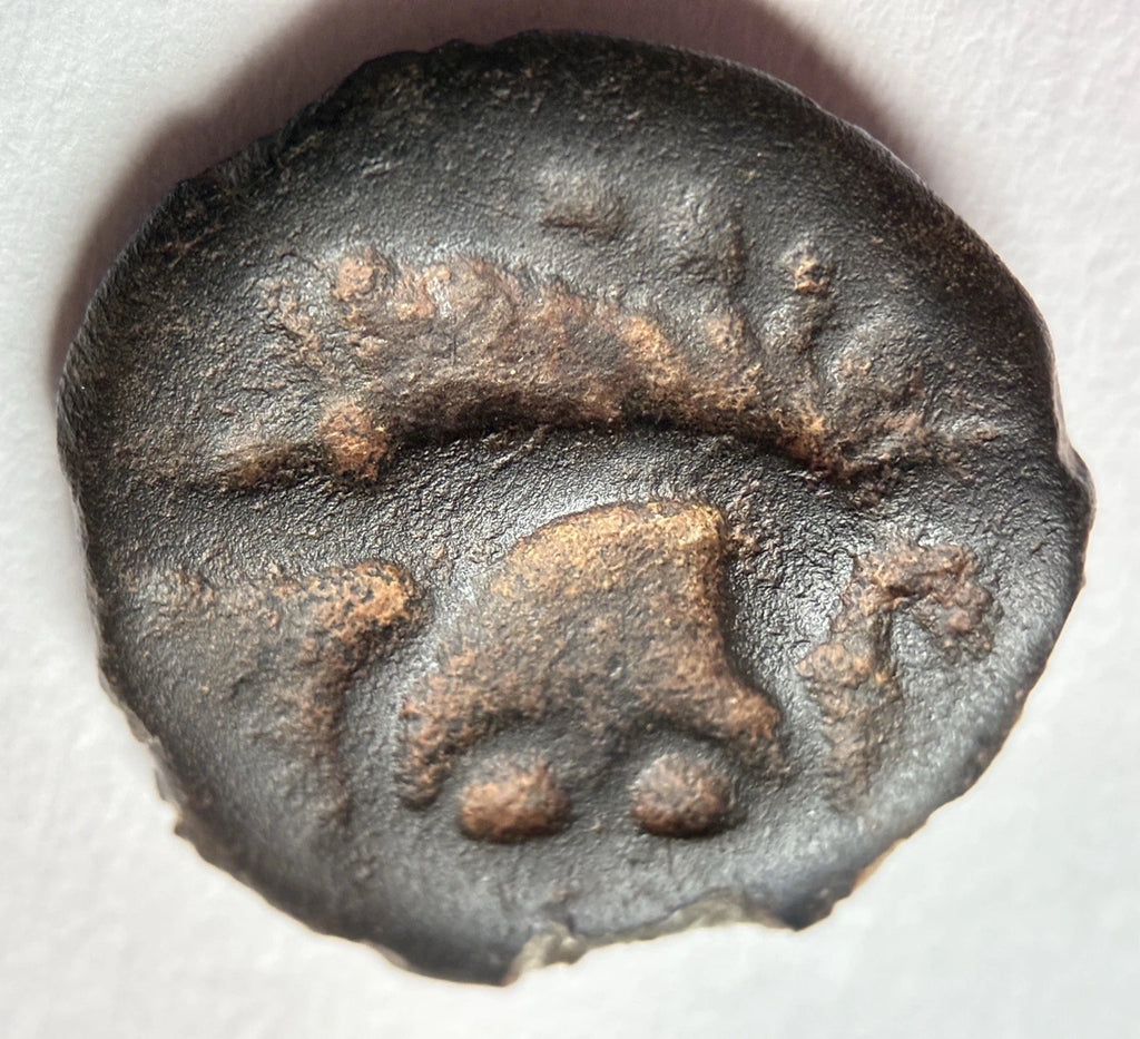 Kelten Gallien Leuci Potin - Obol 150-50 vor Chr. – Antike Bronzemünze / Sehr gut erhalten