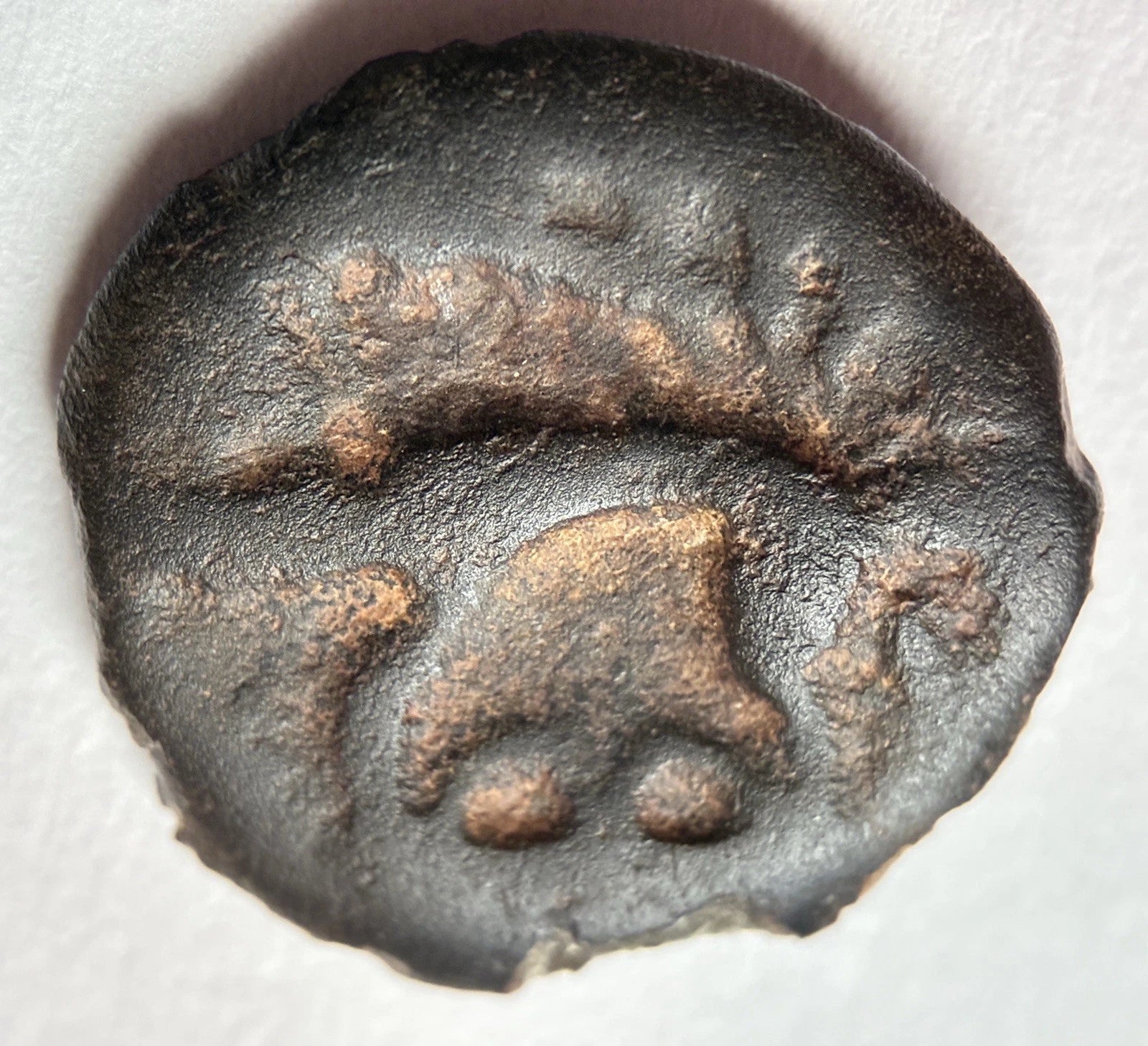 Kelten Gallien Leuci Potin - Obol 150-50 vor Chr. – Antike Bronzemünze / Sehr gut erhalten