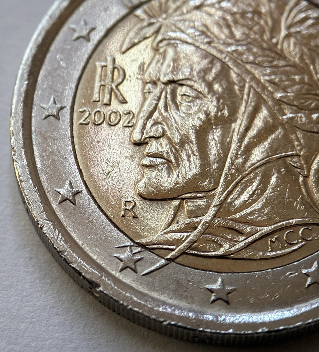 2 Euro 2002 | Italien | Dante Alighieri | Bi-Metall Münze | schön