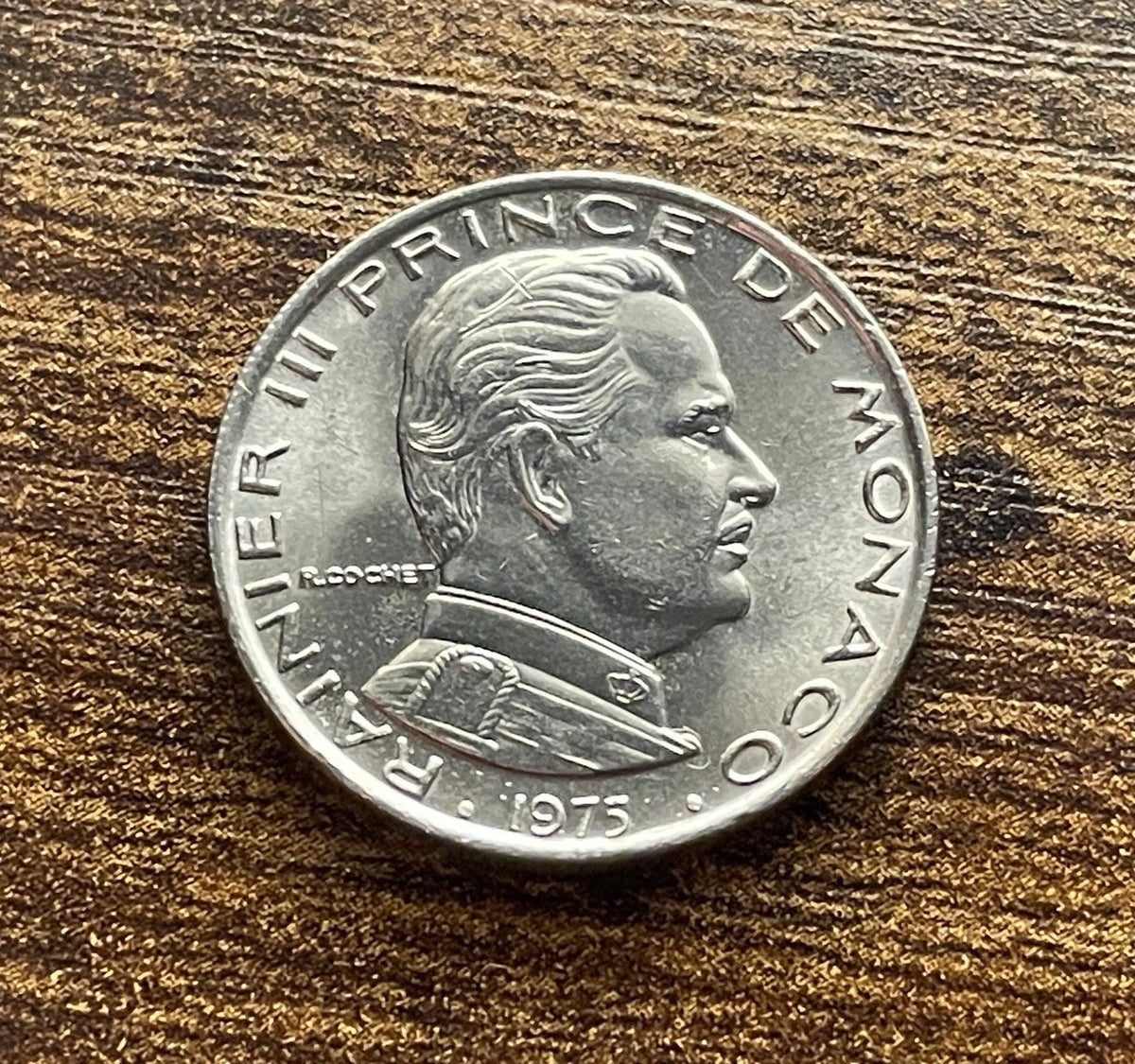 1 Franc 1975 | Monaco | Fürst Rainier III. | Deo Juvante | Nickel-Münze | vorzüglich