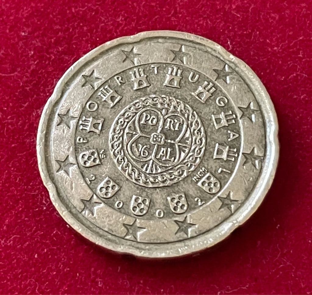 20 Cent 2002 | Portugal | sieben Burgen & fünf Wappen | Münze aus Nordischem Gold | schön