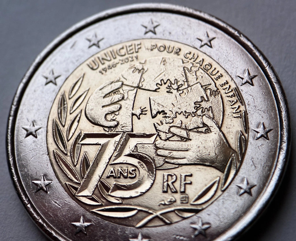 2 Euro 2021 | Frankreich | 75. Jahrestag der Gründung von UNICEF | Bi-Metall Münze