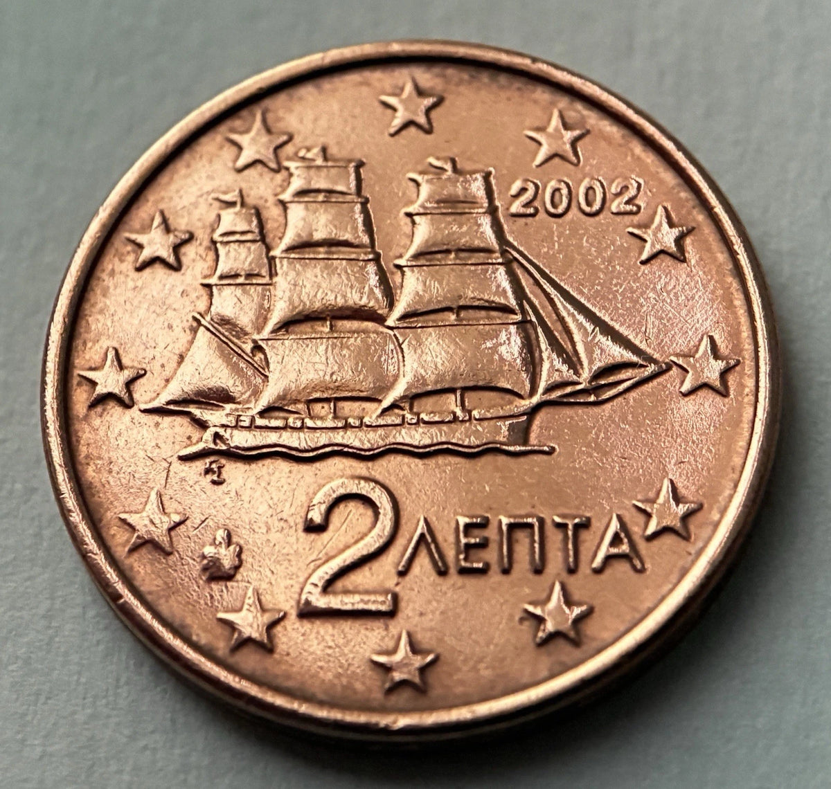 2 Cent 2002 | Griechenland | Griechische Korvette | Verkupferter Stahl Münze | sehr schön