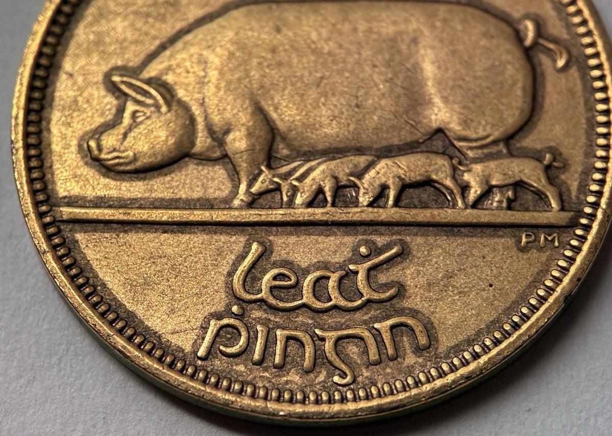 1/2 Penny 1964 | Irland | Glücksmünze der Iren | Bronze | Edel vergoldet | Mit Zertifikat | Münze