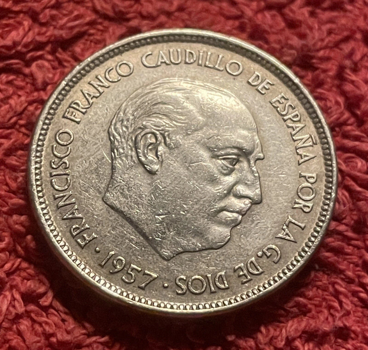 25 Peseten 1957 *70 | Spanien | Francisco Franco | Kupfer-Nickel Münze | schön