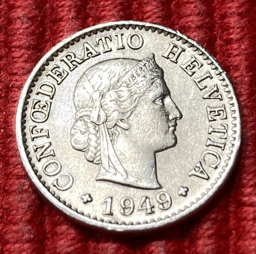 5 Rappen 1949 B | Schweiz | Libertas | Weinlaubkranz | Kupfer-Nickel Münze | schön