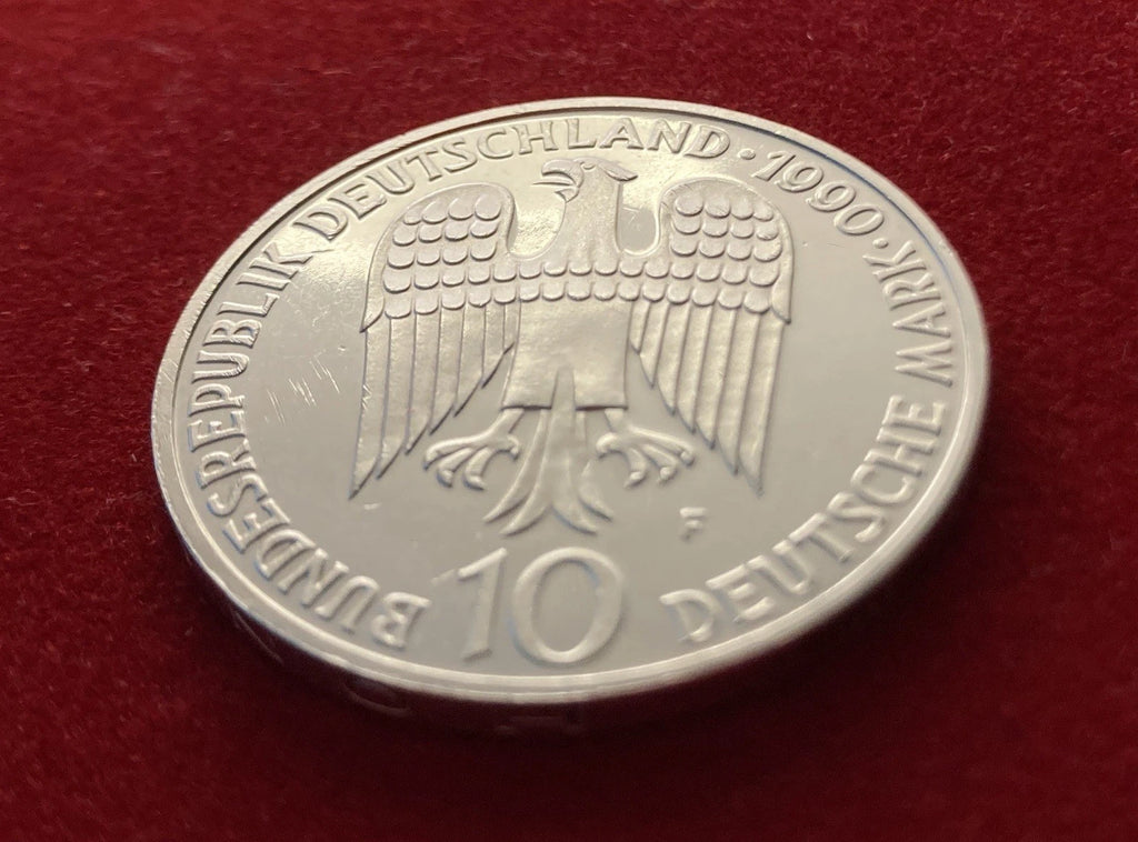 10 Deutsche Mark 1990 F | Bundesrepublik Deutschland | Kaiser Friedrich I. Barbarossa | 625er Silbermünze | vorzüglich