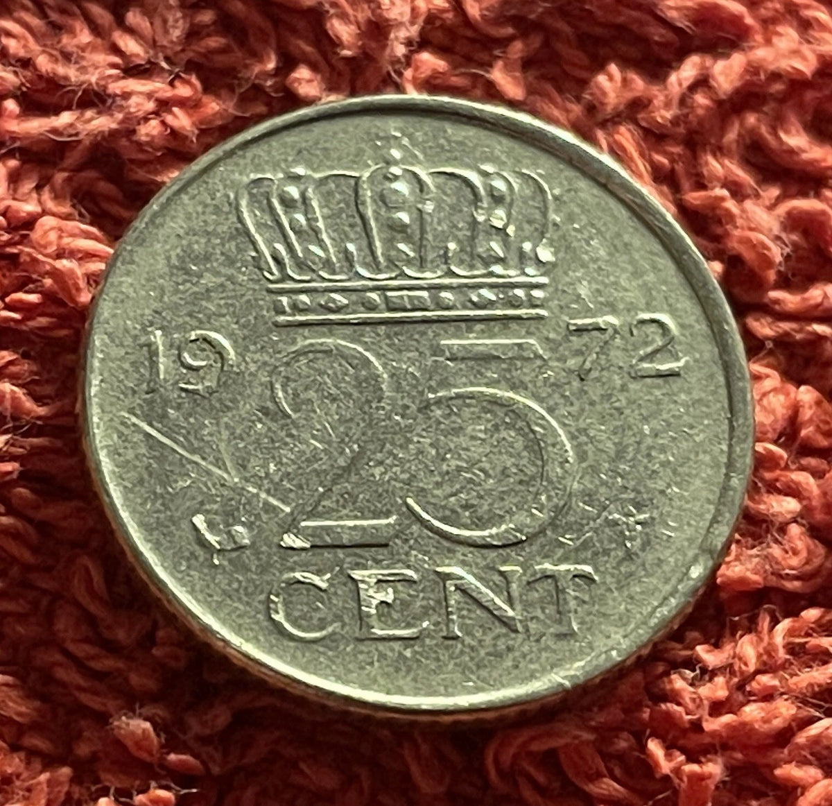 25 Cent 1972 | Niederlande | Königin Juliana | Münze aus Nickel | schön
