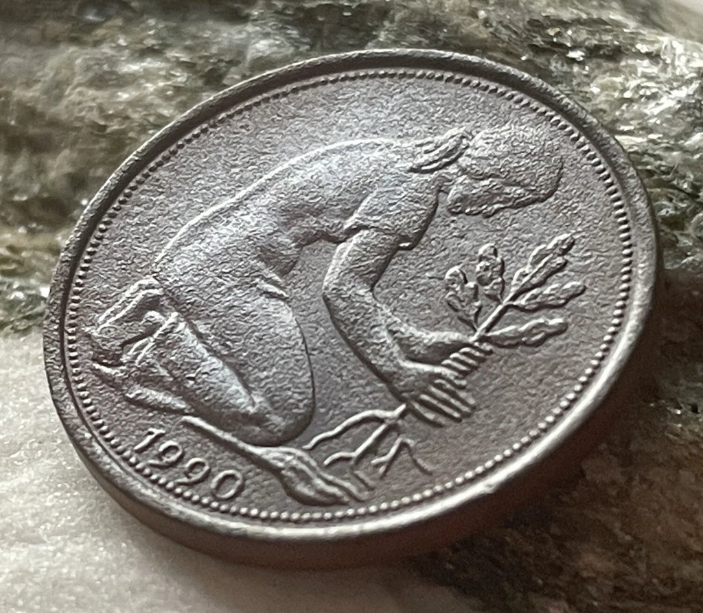 50 Pfennig 1990 J | Bundesrepublik Deutschland (BRD) | Eichenpflanzerin | Kupfer-Nickel Münze | schön