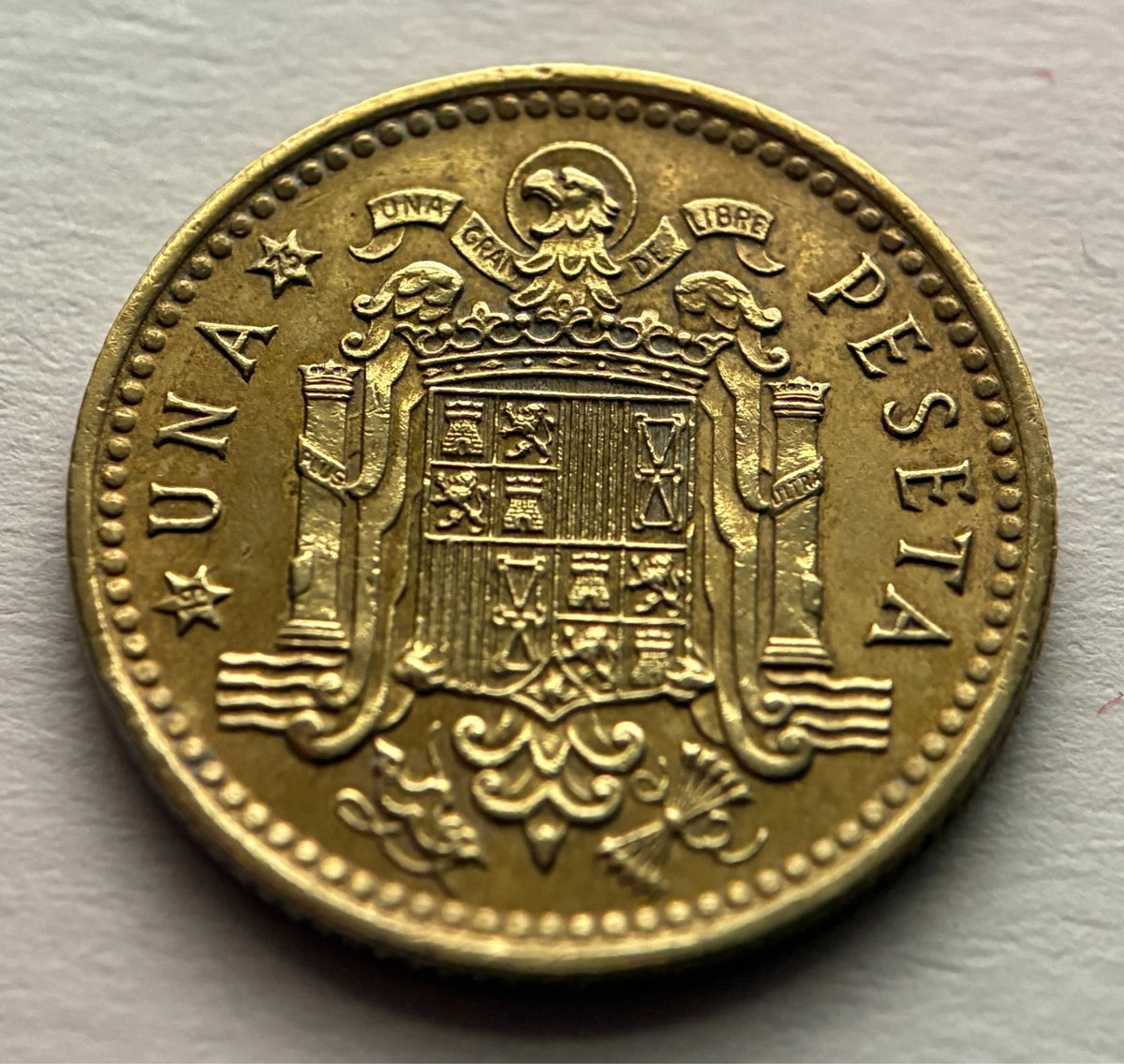 Una Peseta 1966*75 | Spanien | General Francisco Franco | Aluminiumbronze | Historische Münze | schön