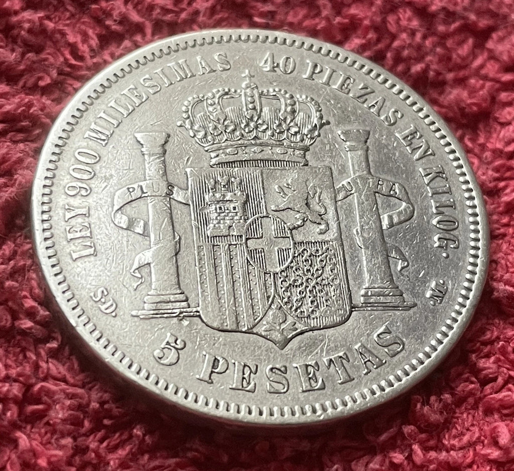 5 Pesetas 1871*71 | Spanien | König Amadeus I. | 900er Silber | Historische Münze | sehr schön