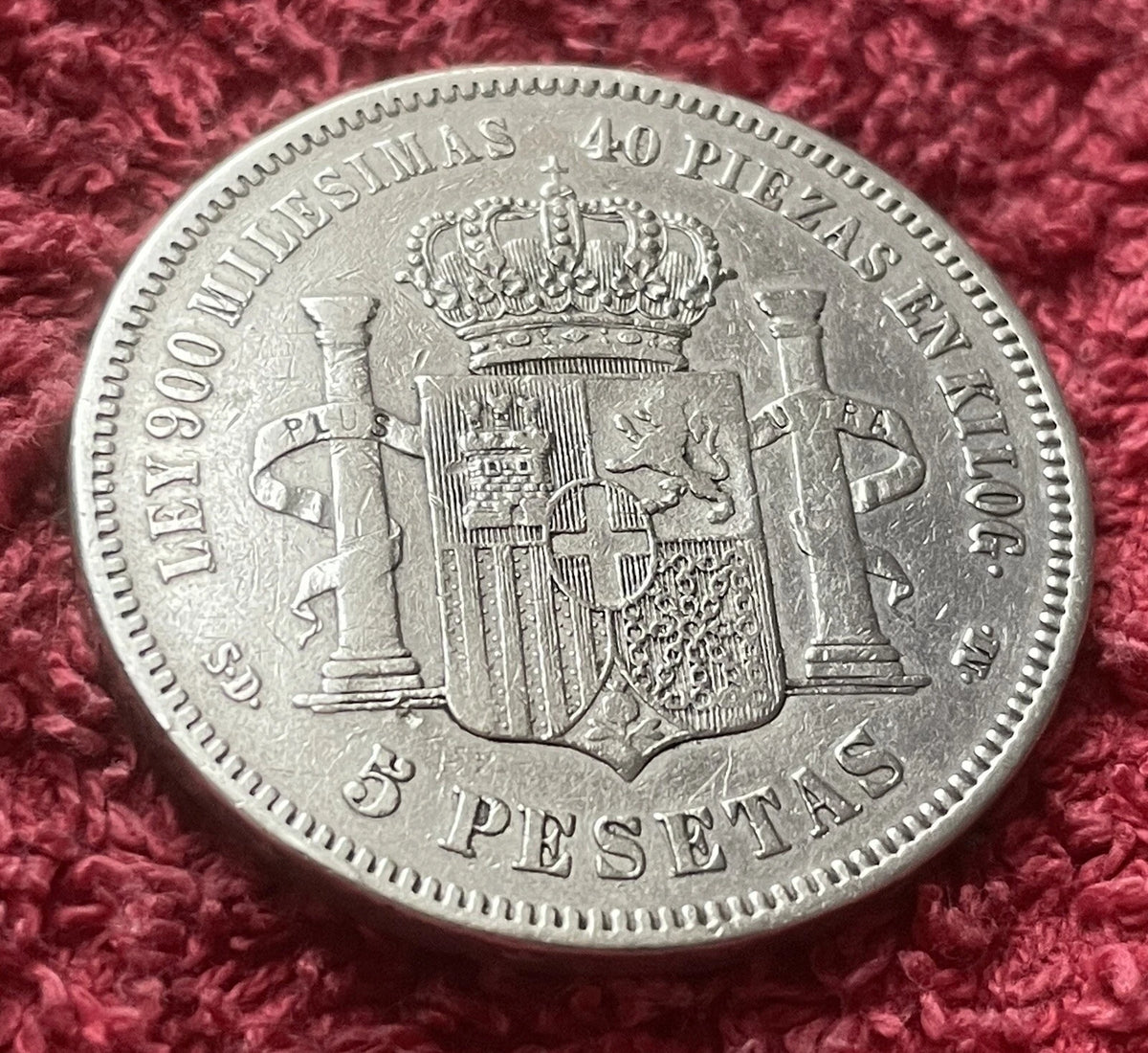 5 Pesetas 1871*71 | Spanien | König Amadeus I. | 900er Silber | Historische Münze | sehr schön
