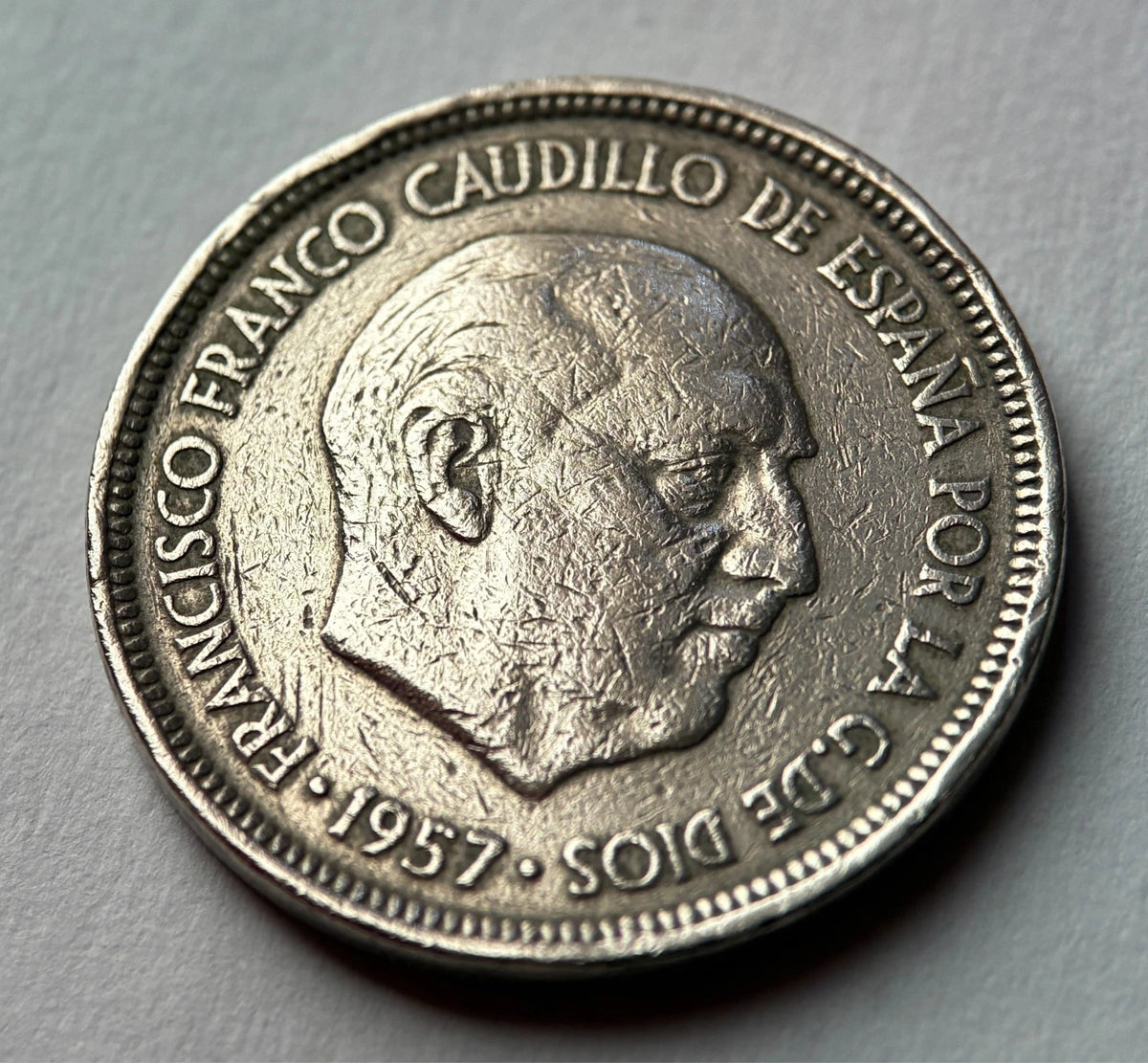 5 Peseten 1957 *60 | Spanien | Francisco Franco | Kupfer-Nickel Münze | schön