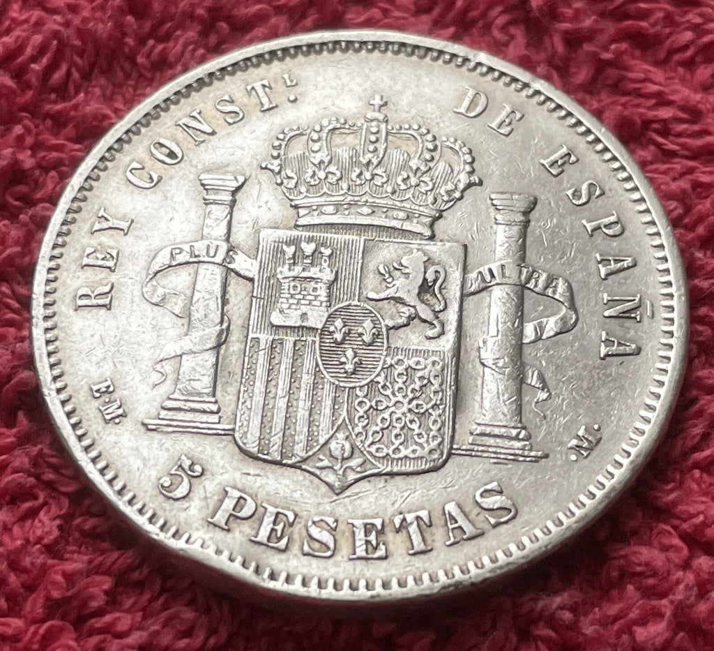 5 Peseten 1878 *78 Spanien – Alfonso XII – 900er Silber Münze