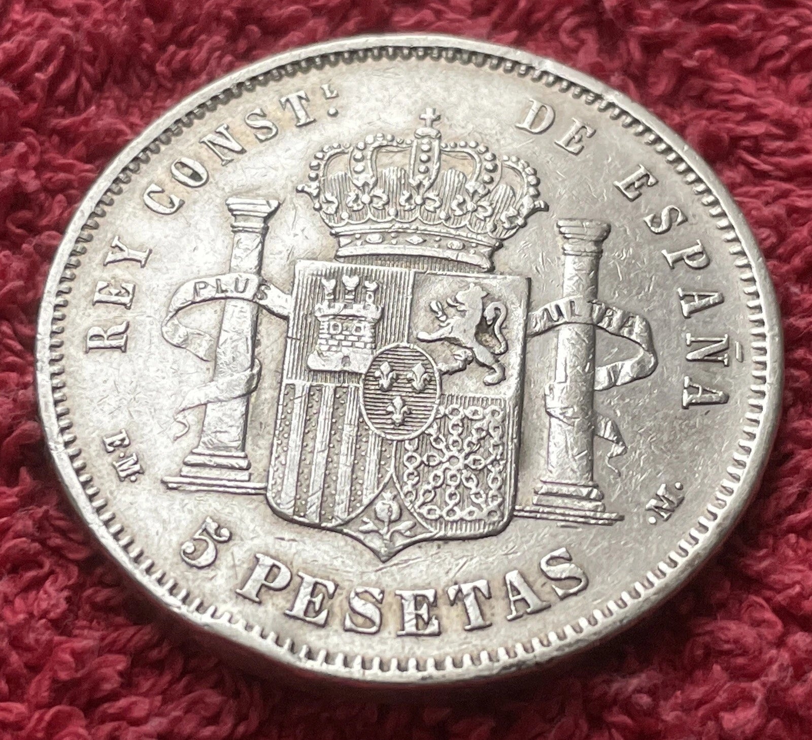 5 Peseten 1878 *78 Spanien – Alfonso XII – 900er Silber Münze