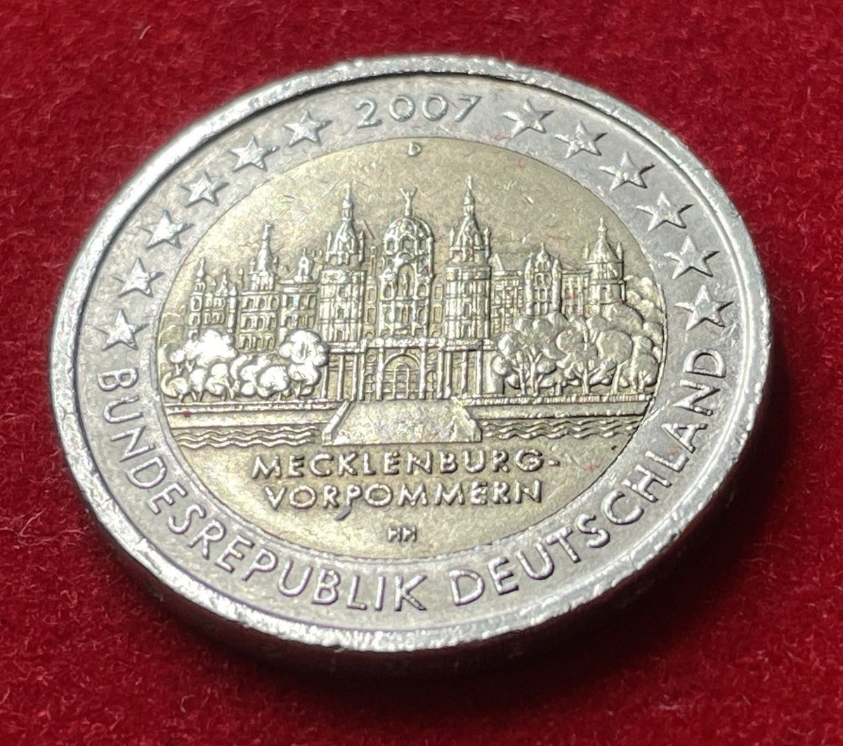 2 Euro 2007 D | Deutschland | Schweriner Schloss, Mecklenburg-Vorpommern | Bi-Metall Gedenkmünze | schön