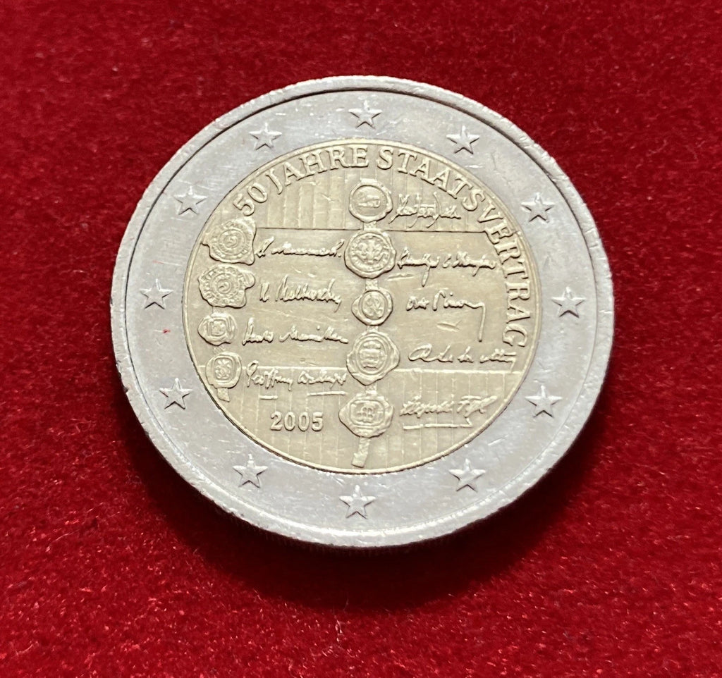 2 Euro 2005 | Österreich | 50 Jahre Staatsvertrag | Bi-Metall Gedenkmünze | schön