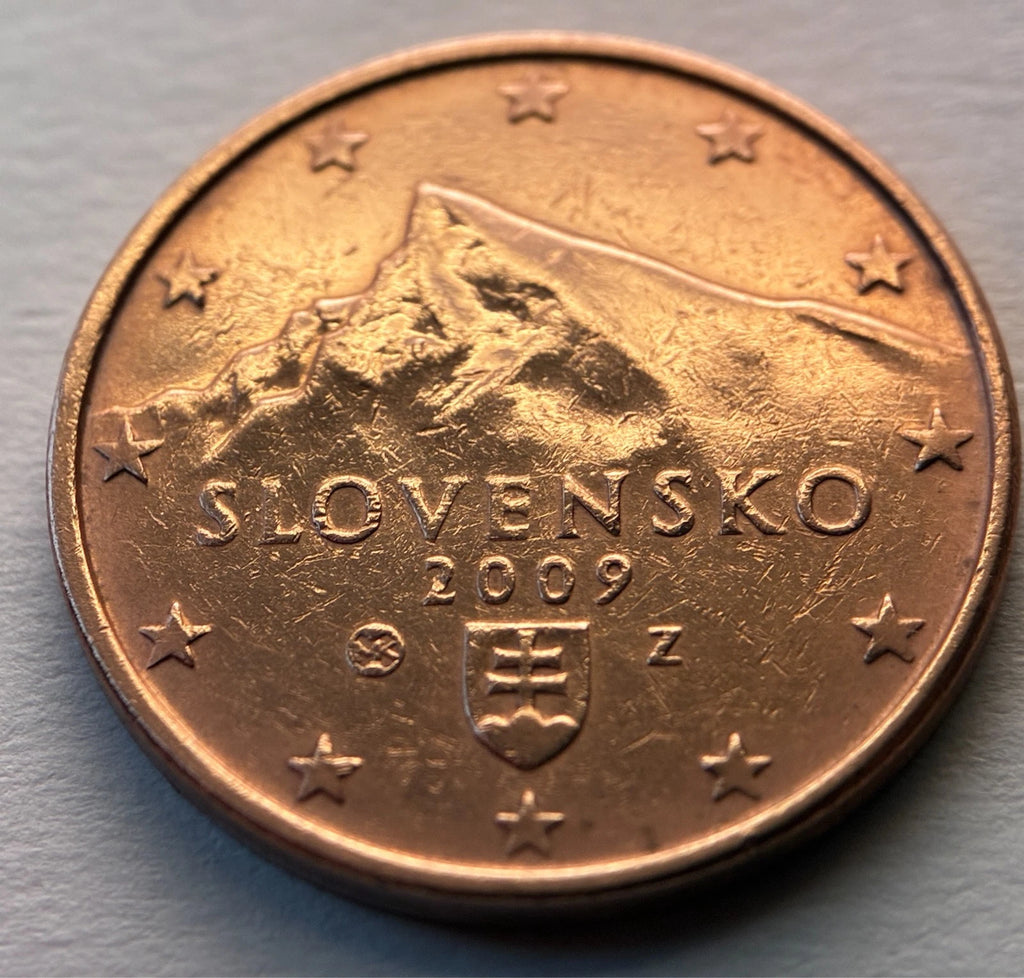 5 Cent 2009 | Slowakei | Berg Kriváň | Verkupferter Stahl Münze | schön