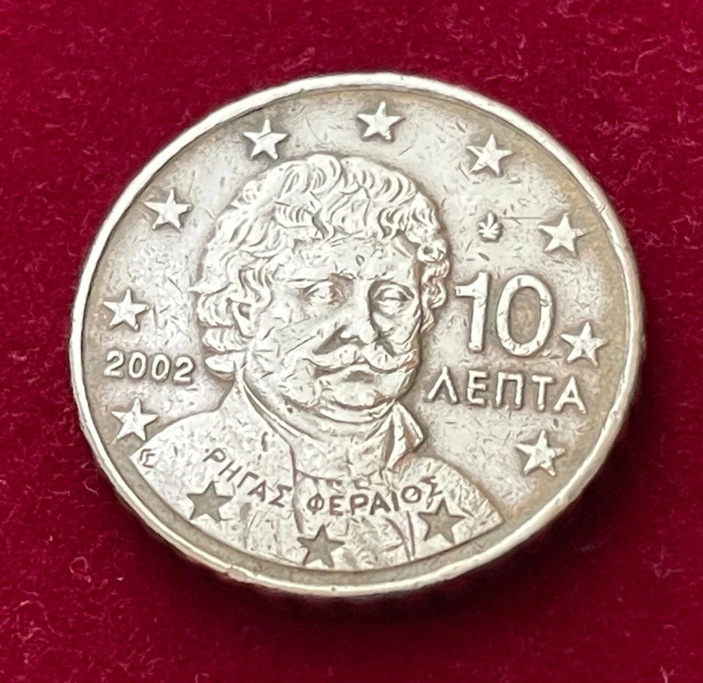 10 Cent 2002 | Griechenland | Rigas Pheraios | Nordisches Gold Münze