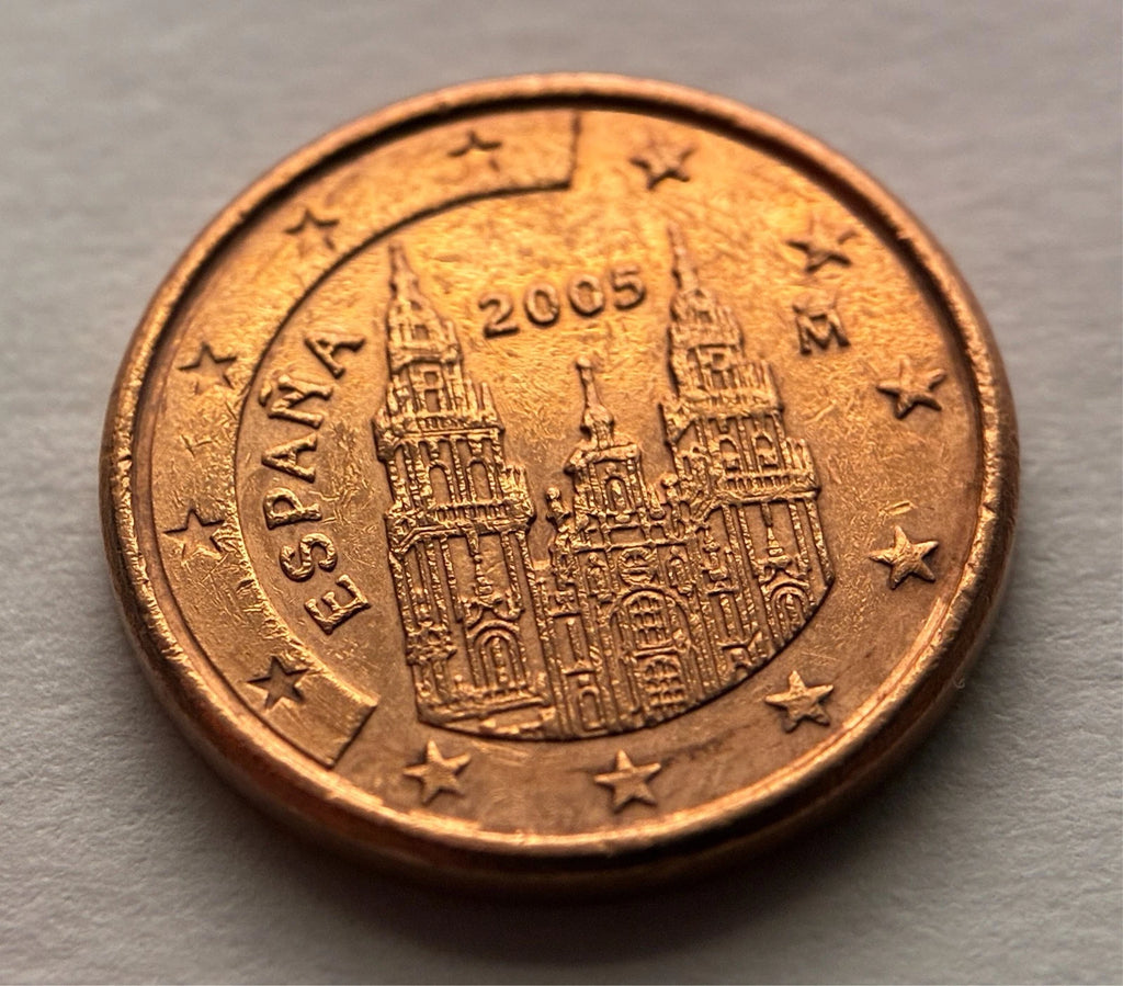 1 Cent 2005 | Spanien | Kathedrale von Santiago de Compostela | Verkupferter Stahl | Sammlermünze