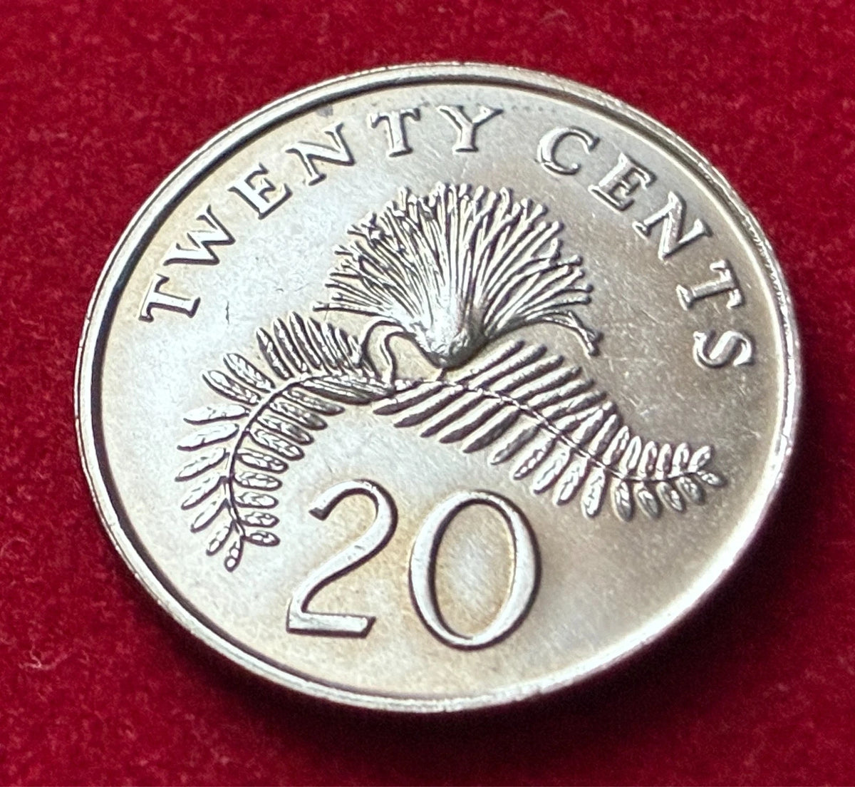 20 Cent 1991 | Singapur | Puderquastenpflanze | Kupfer-Nickel-Legierung Münze | schön
