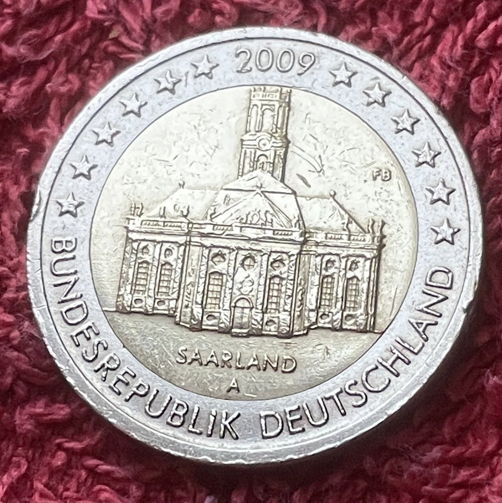 2 Euro 2009 A | Deutschland | Ludwigskirche in Saarbrücken, Saarland | Bi-Metall Gedenkmünze | schön