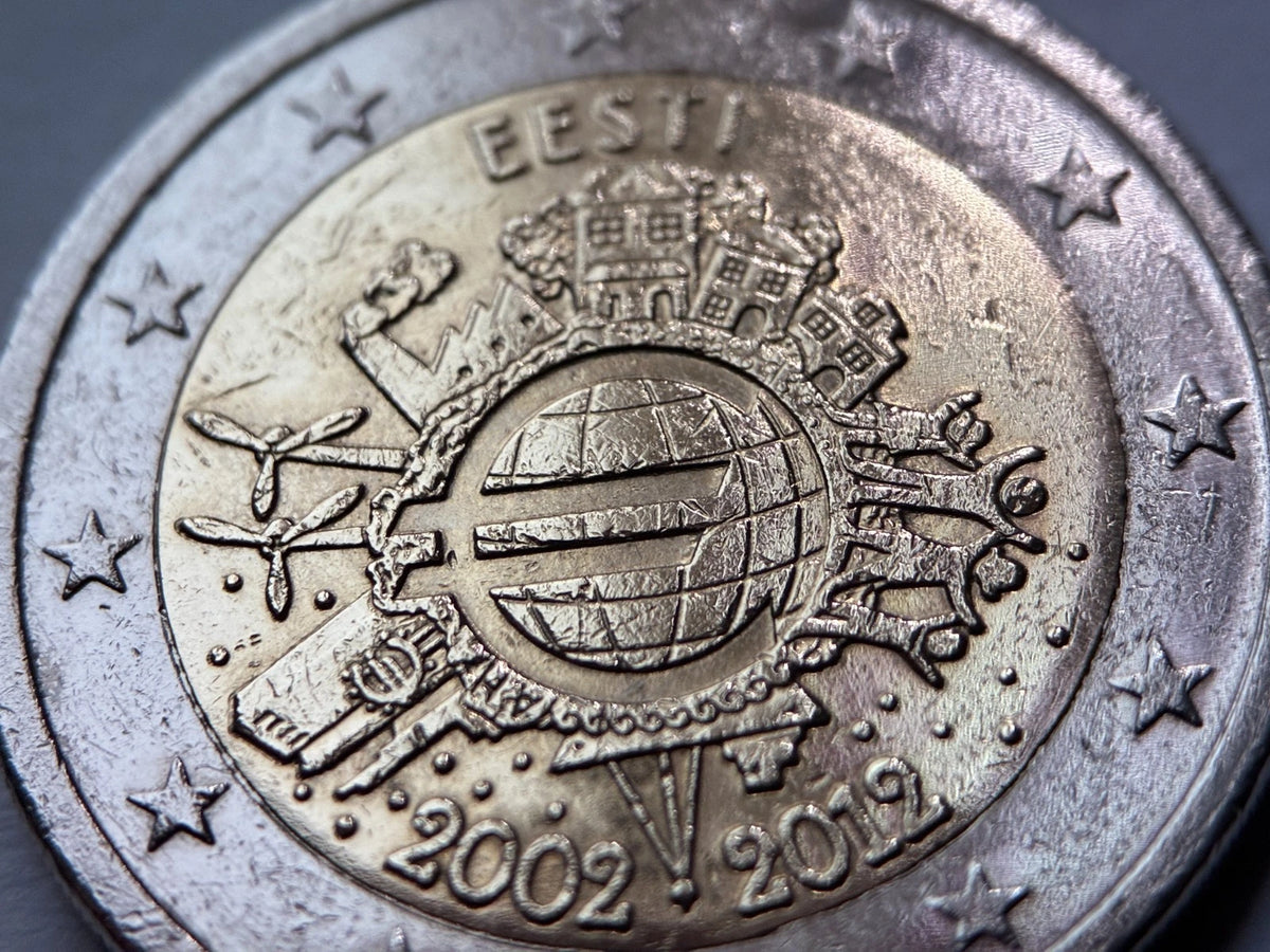 2 Euro 2012 | Estland | 10 Jahre Einführung des Euro (WWU) | Bi-Metall Gedenkmünze | schön