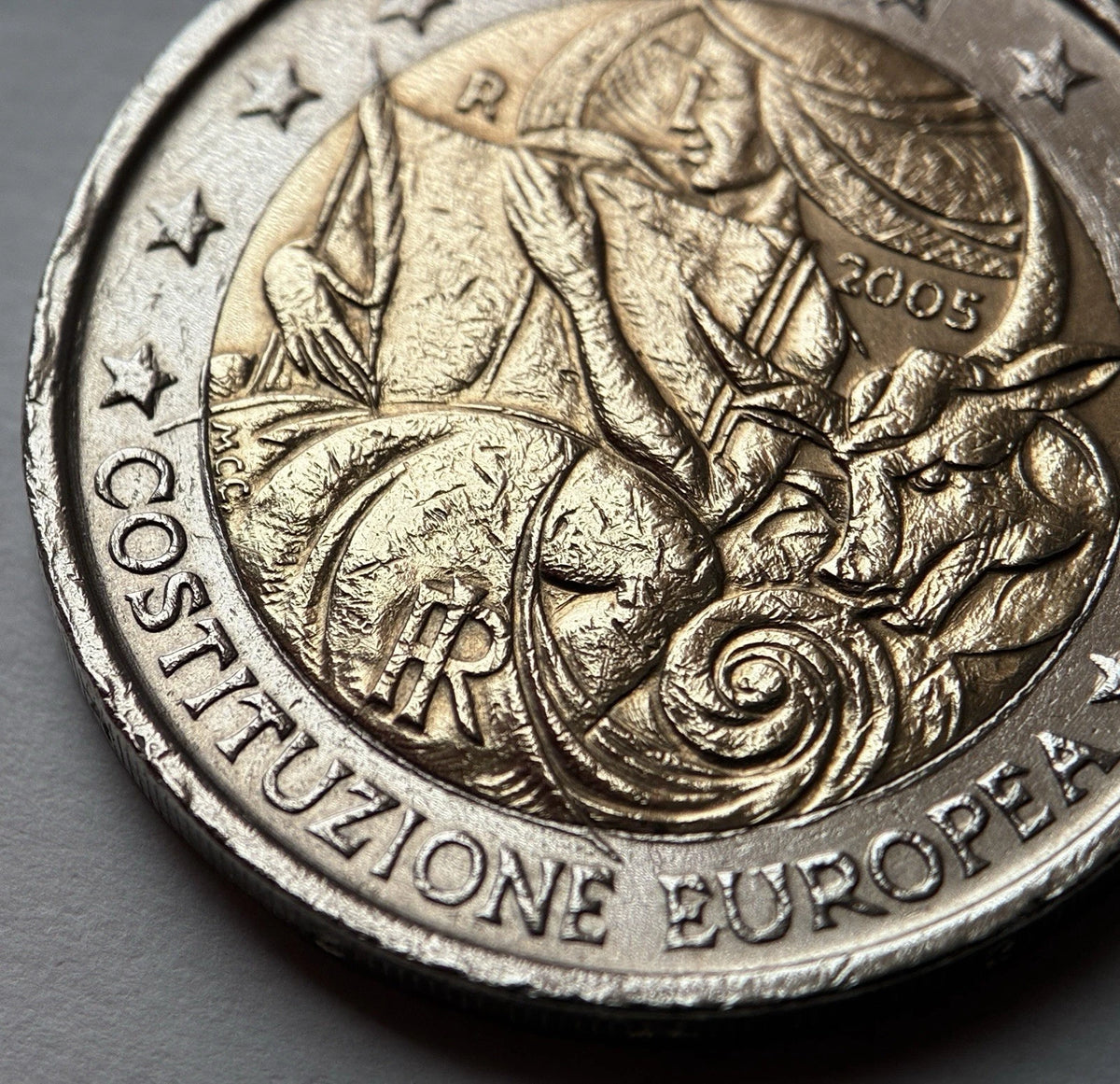 2 Euro 2005 | Italien | EU-Verfassung | Costituzione Europea | Bi-Metall Gedenkmünze | schön