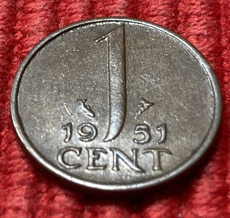 1 Cent 1951 | Niederlande | Juliana Koningin der Nederlanden | Münze aus Bronze | Sehr guter Zustand