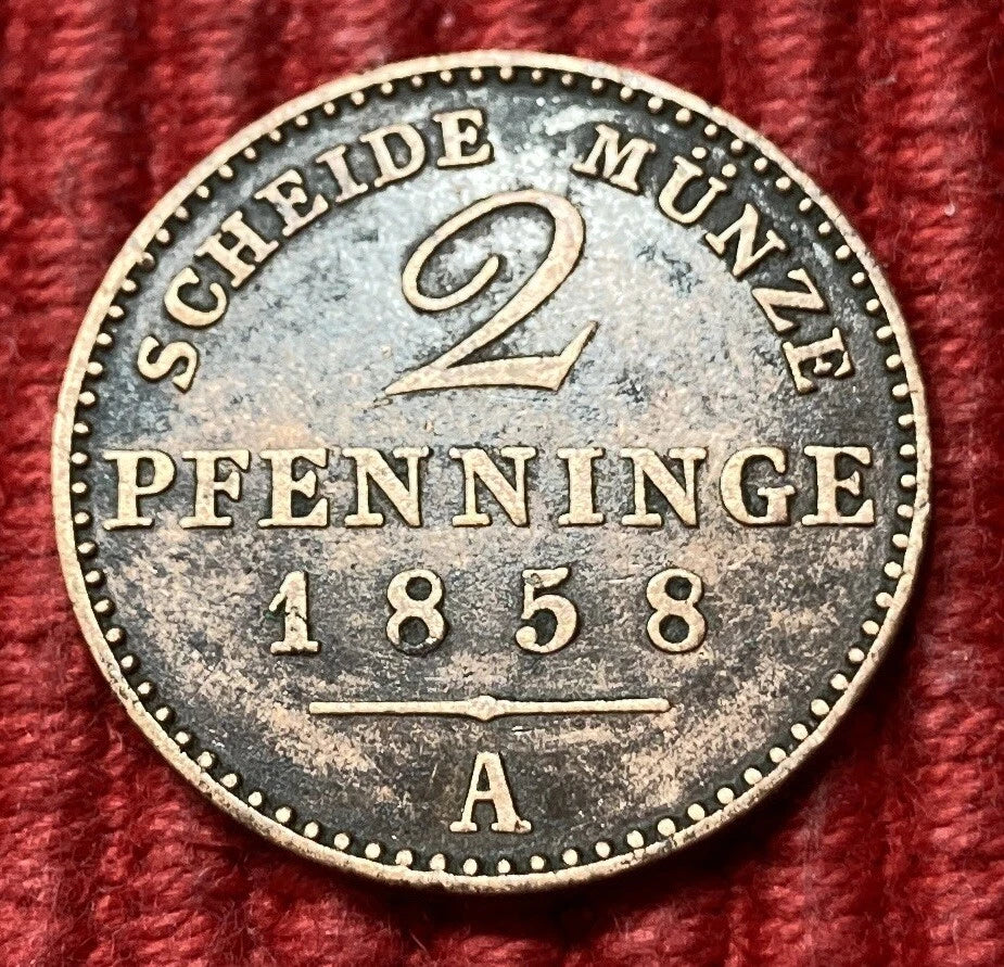 2 Pfenninge 1858 A | Preußen | Kupfer | Historische Scheidemünze