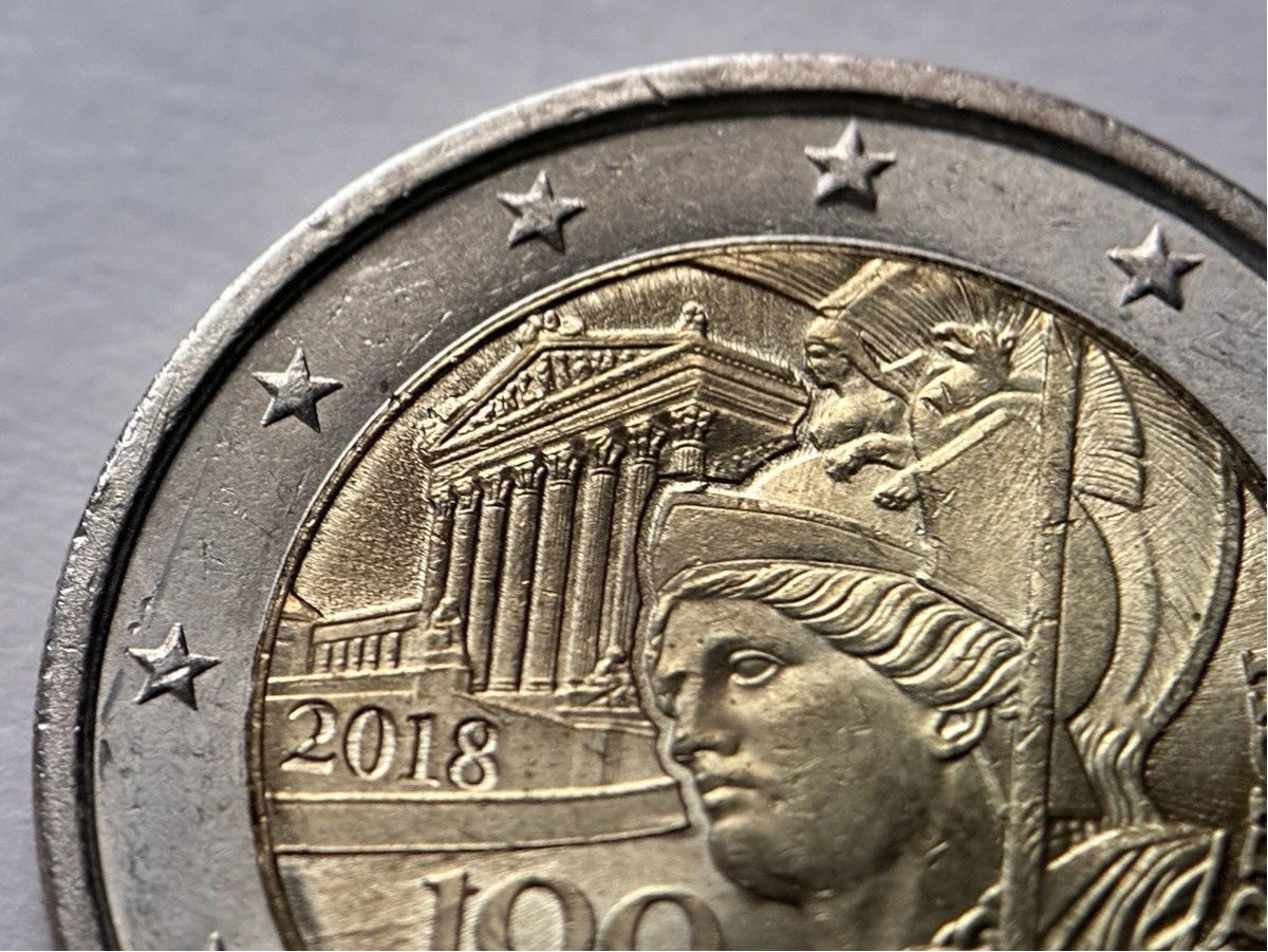 2 Euro 2018 | Österreich | 100 Jahre Republik | Pallas Athena & Parlament in Wien | Bi-Metall Gedenkmünze | schön